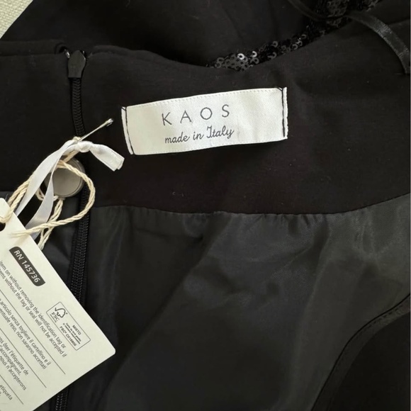 NEW KAOS Black Sequined Dress Made in ITALY Size 6 - Picture 4 of 4